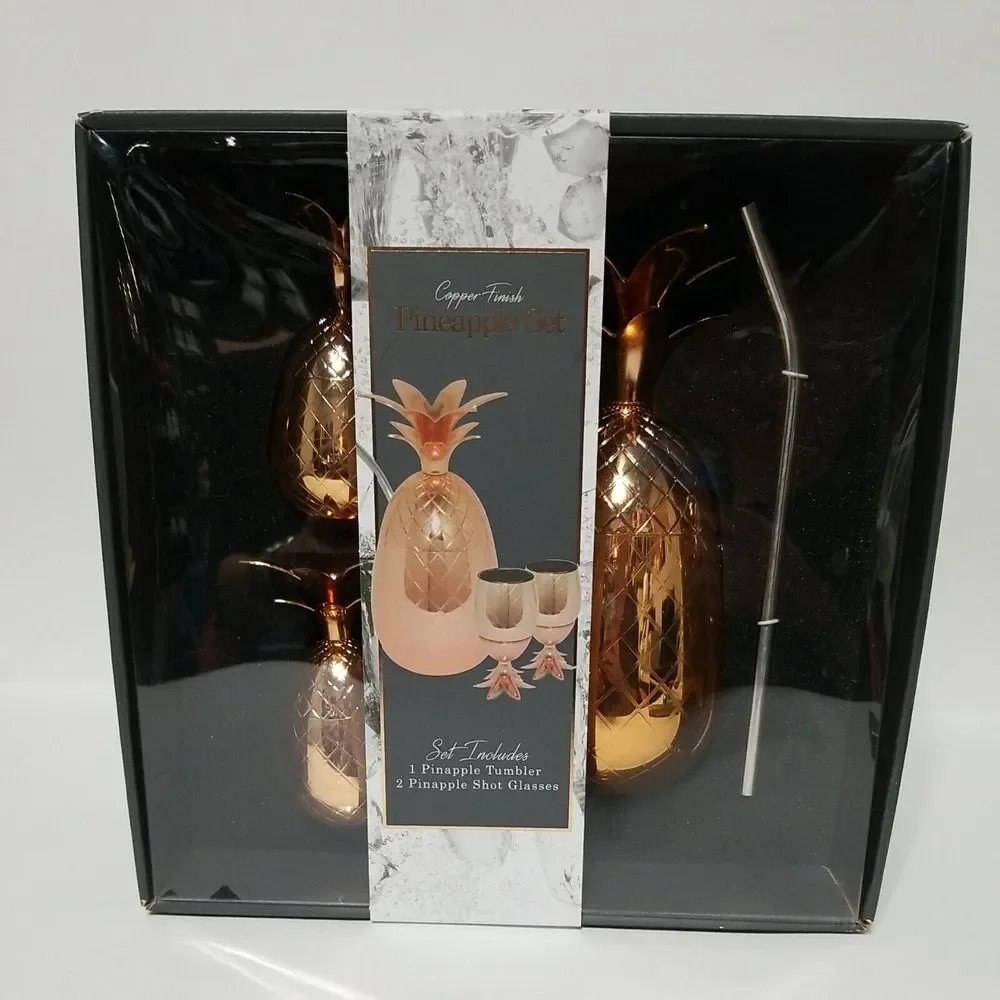 Pineapple Copper Finish Cocktail Tumbler  With Shot glasses‎ Stainless Steel